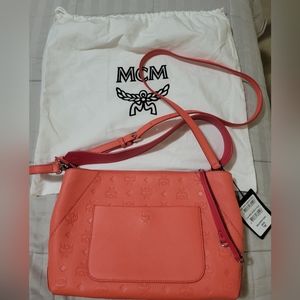 Klara Shoulder Bag in Monogram Leather - Coral Medium